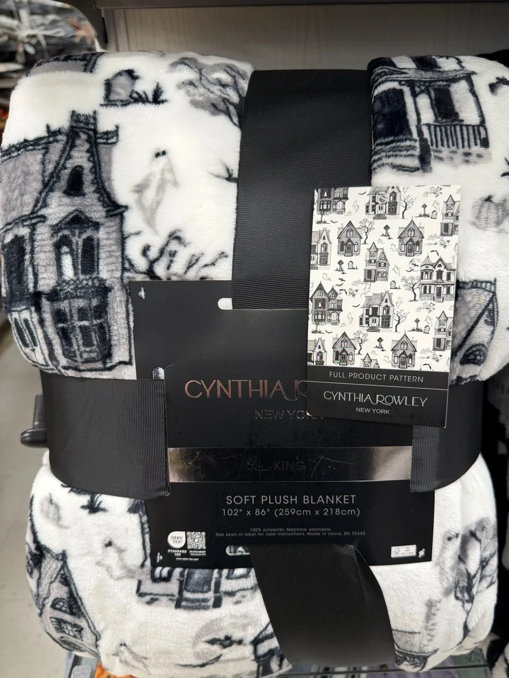 Cynthia Rowley Halloween Haunted House King Sized Blanket